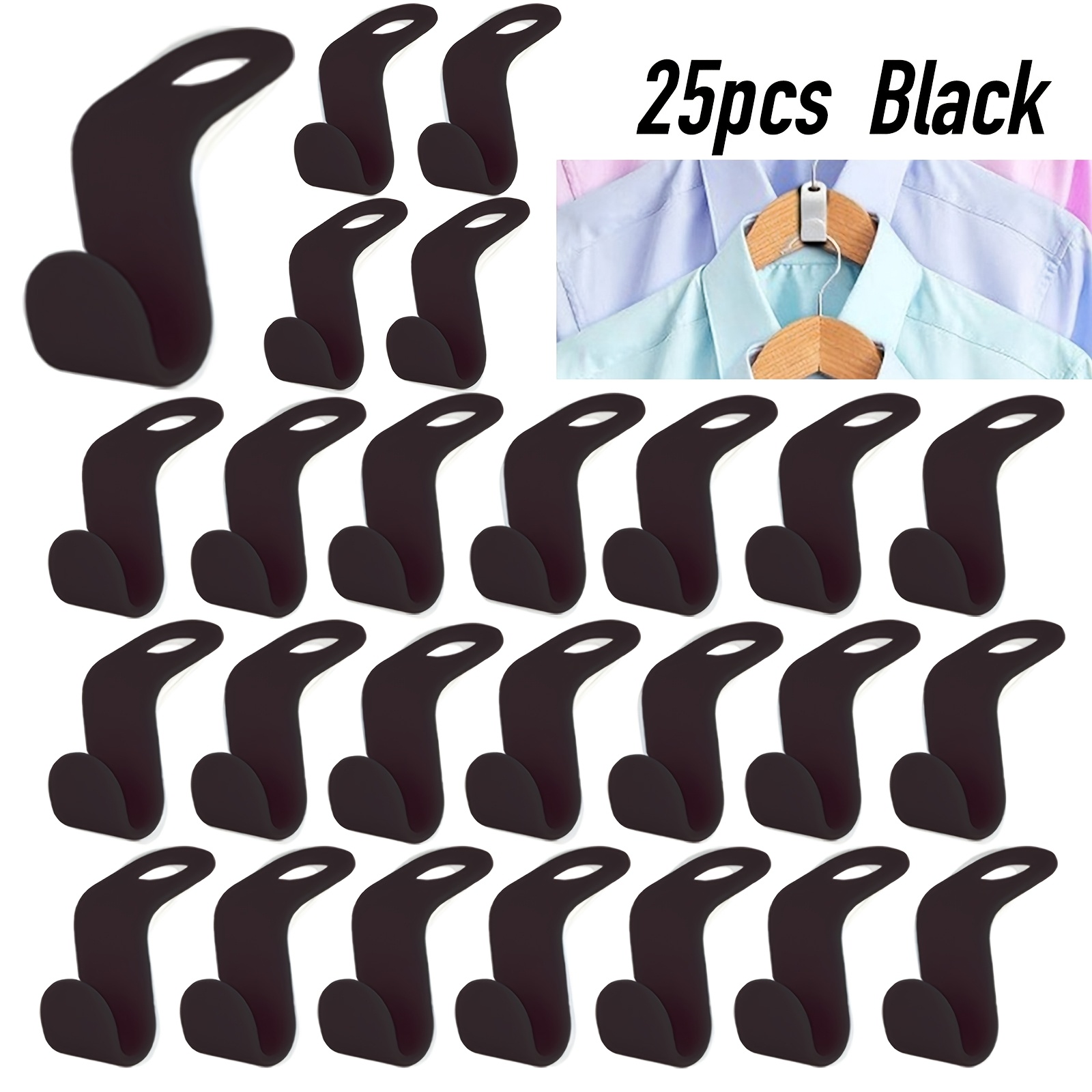 TEMU 25pcs Wall-mounted Closet Organizer System, Dual-use, Suitable For Cabinet Doors, Heavy-duty Plastic Hooks, Space-saving Clothing Organization