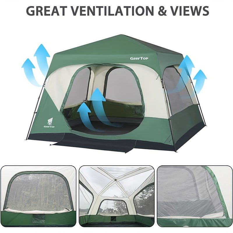 Instant Setup Cabin Tent, Camping Tent for 6-8 person w. Water