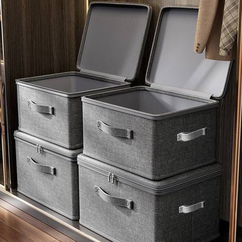 4pcs extra large foldable storage box waterproof storage bed sheet organizers foldable storage and organization boxsuitable for wardrobes bedrooms kitchens books multi functional storage and organization box dual zippers 3 handles