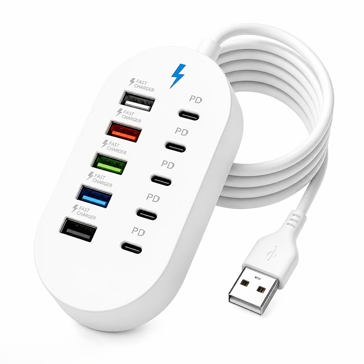 TEMU 2026 New Yumknow-c10: 10-in-1 With 5*type-c Pd+5*usb-a Ports, Compatible With /multiple Devices, Power , , Fast Charging, Power Adapter,