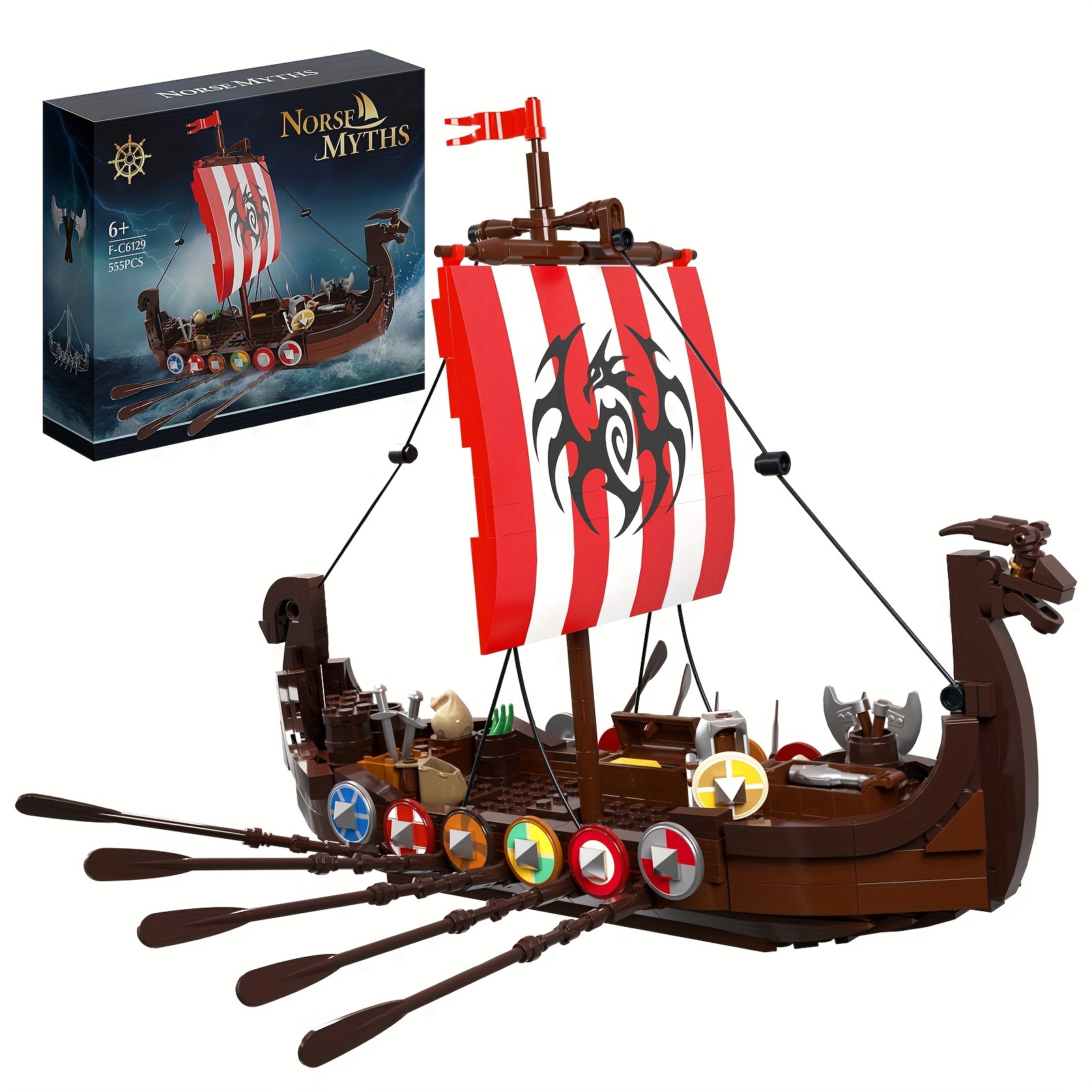 

555pcs Pirate Ship Model Cartoon Cartoon Building Blocks Puzzle Assembled Toy Ornaments Children Christmas Gift