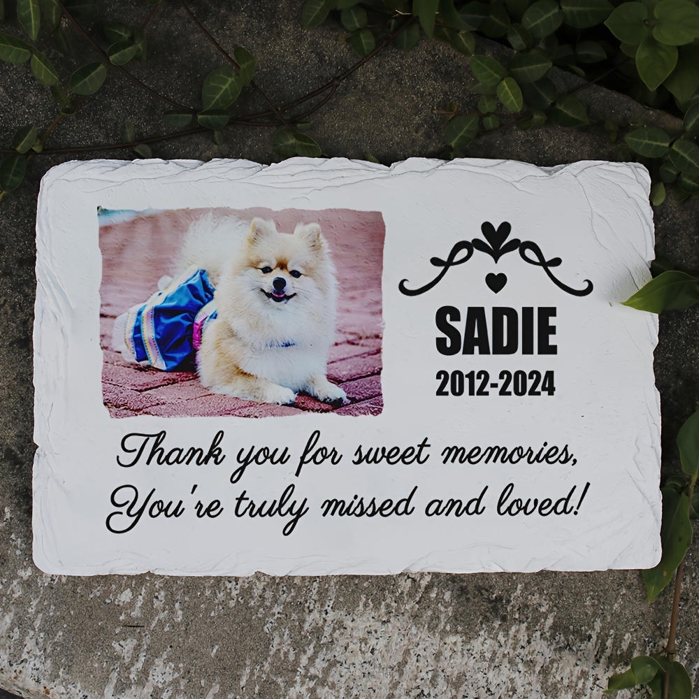 Custom Pet Memorial Stone with Photo & Text