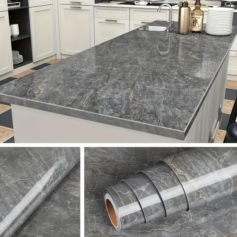 

Self-adhesive Gray Marble Vinyl Wallpaper Roll - Texturizing Detachable Design - Random Pattern - Waterproof, Oil & High Temp Resistant For Kitchen, Bathroom & Furniture