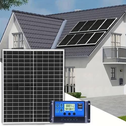 kit de panel solar portátil para exteriores con controlador de 100a, de 12v-18v-24v, cargador solar usb de 5v para power banks, camping, senderismo, , barcos, teléfonos, farolas, vigilancia, para mascotas, etc