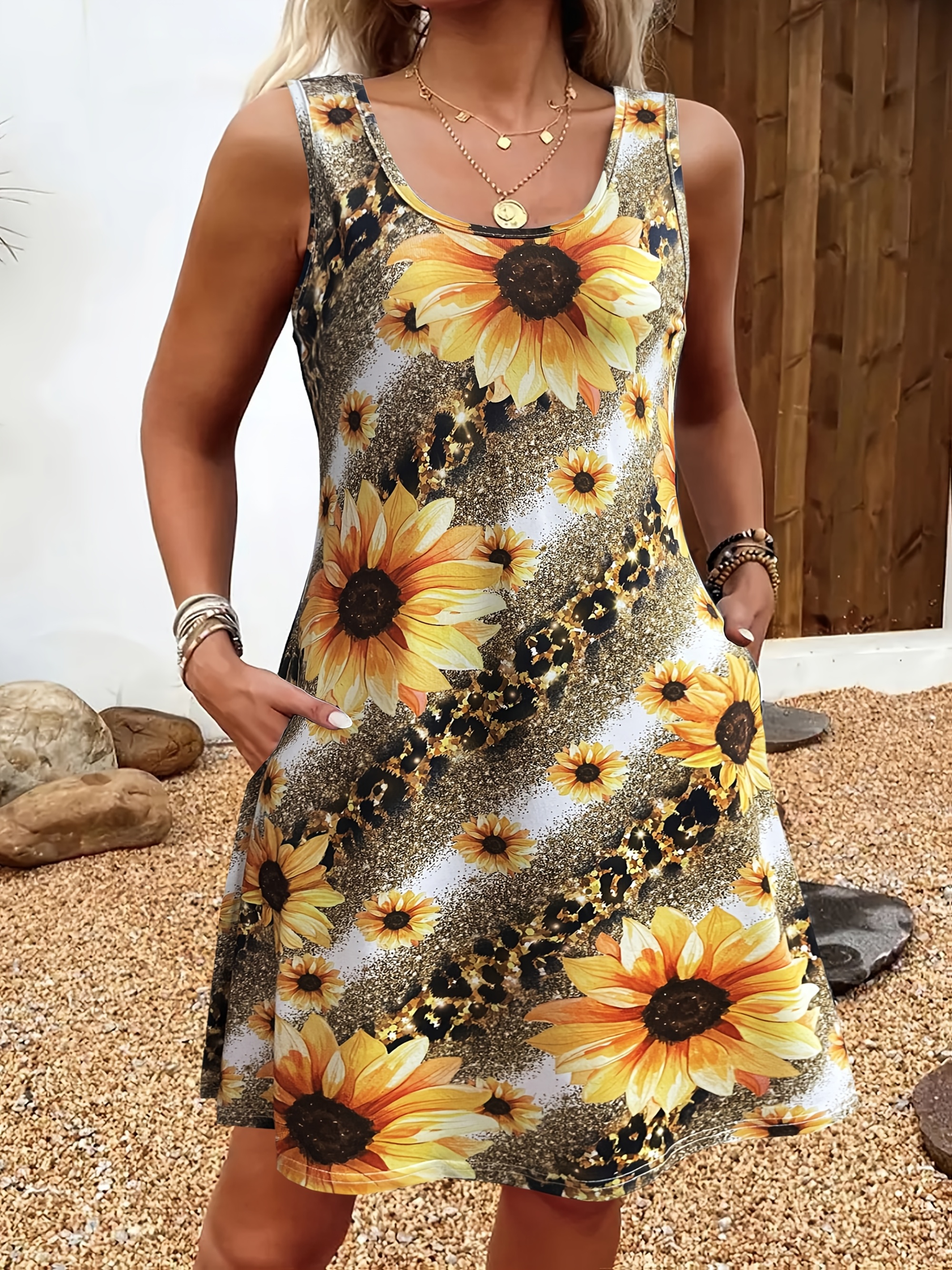 Dolce & Gabbana Sunflower Print Midi Dress | Sendegaro