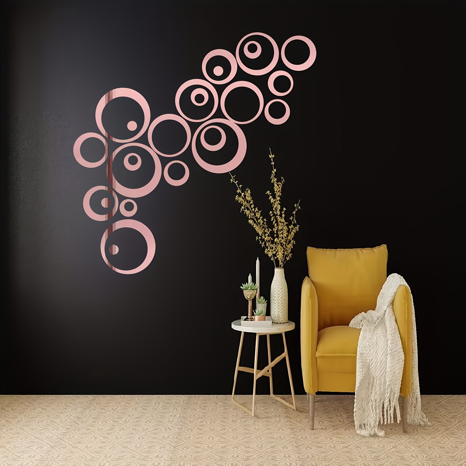 14cm 5 51in hollow round acrylic   wall sticker 24pcs set for living room bedroom tv background bathroom office decoration details 1