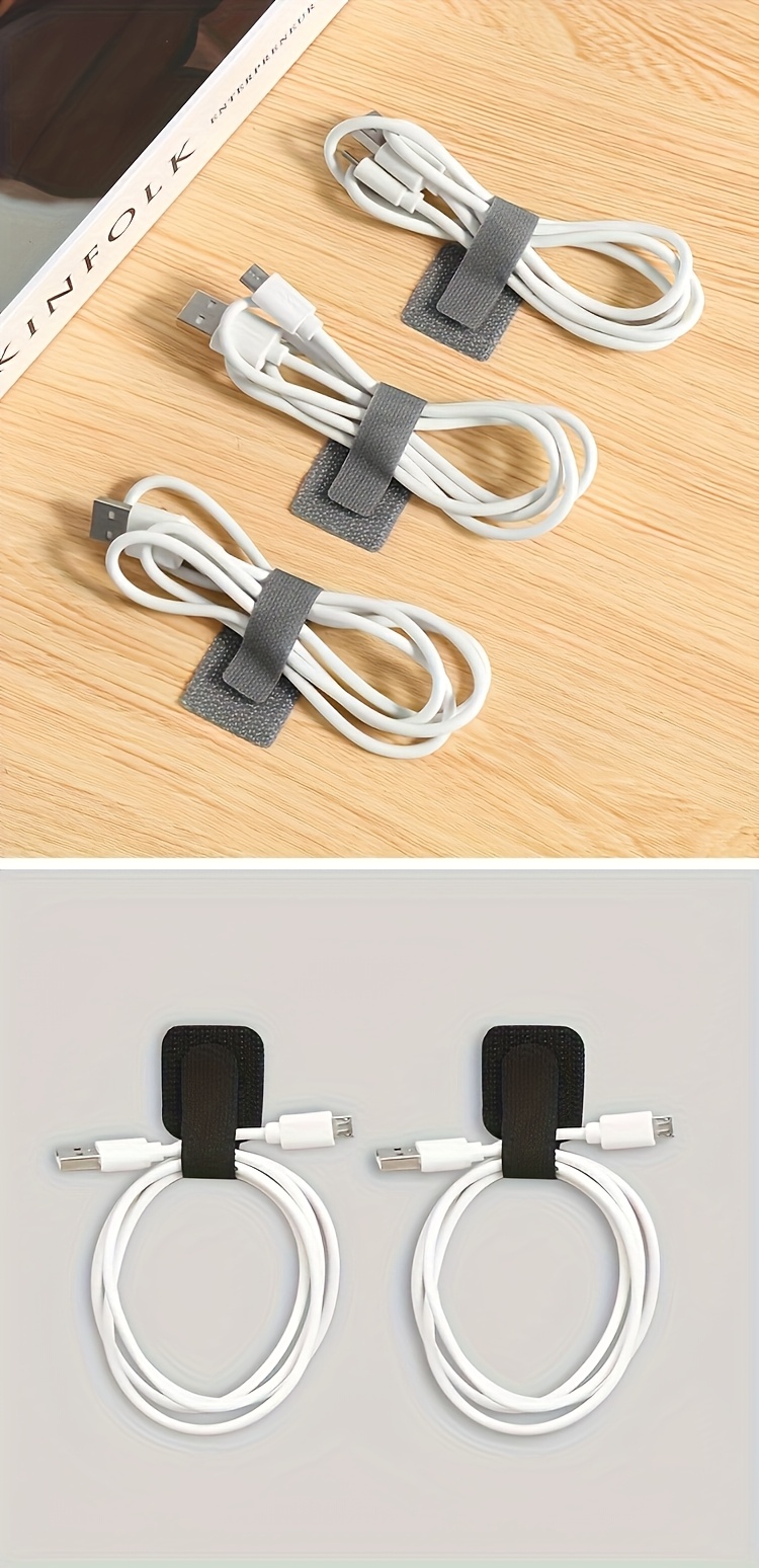 20/50/100pcs of Black And White Data Cable Organizers, Power Strip Cable Holders, Charging Line Fixers, And Self-Adhesive Ties for Cable Management