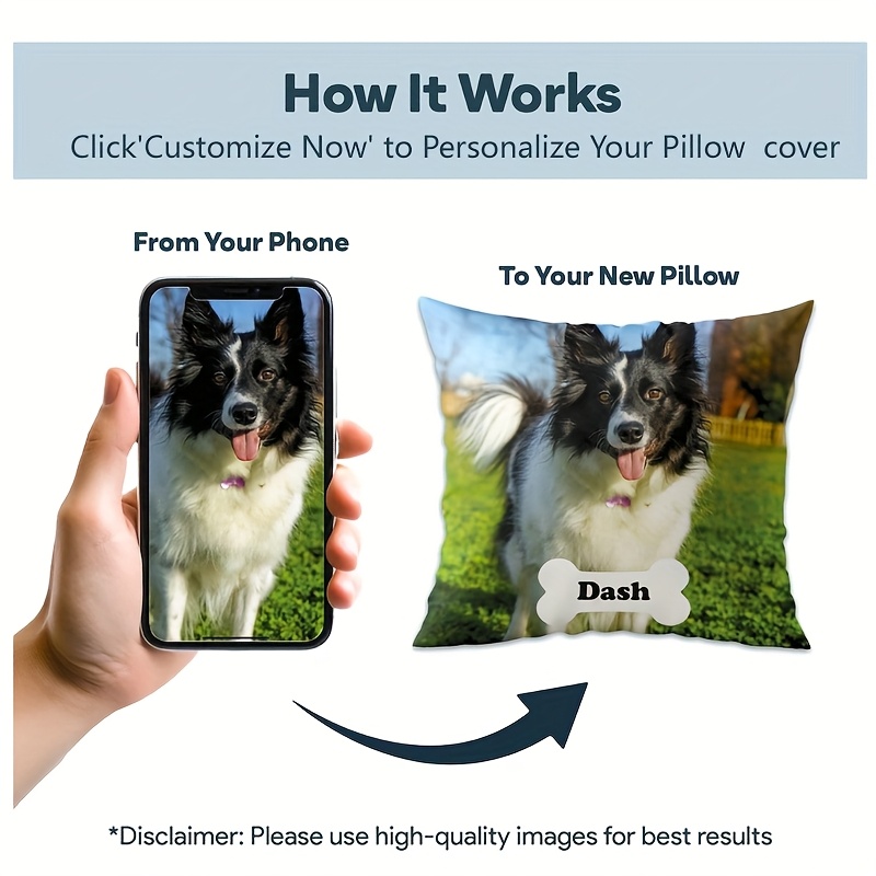 1  double sided personalized pillowcase   photo print industrial style home decor machine washable zipper closure unique gift for pet lovers anniversary birthday valentines day customizable   photo print zippered pillowcase smooth texture Product details 3