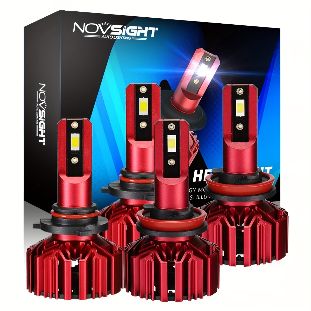 

Novsight 2packs 9005+ 2packs H11 Bulbs Upgraded Super Bulbs Low 6000k 10000lm