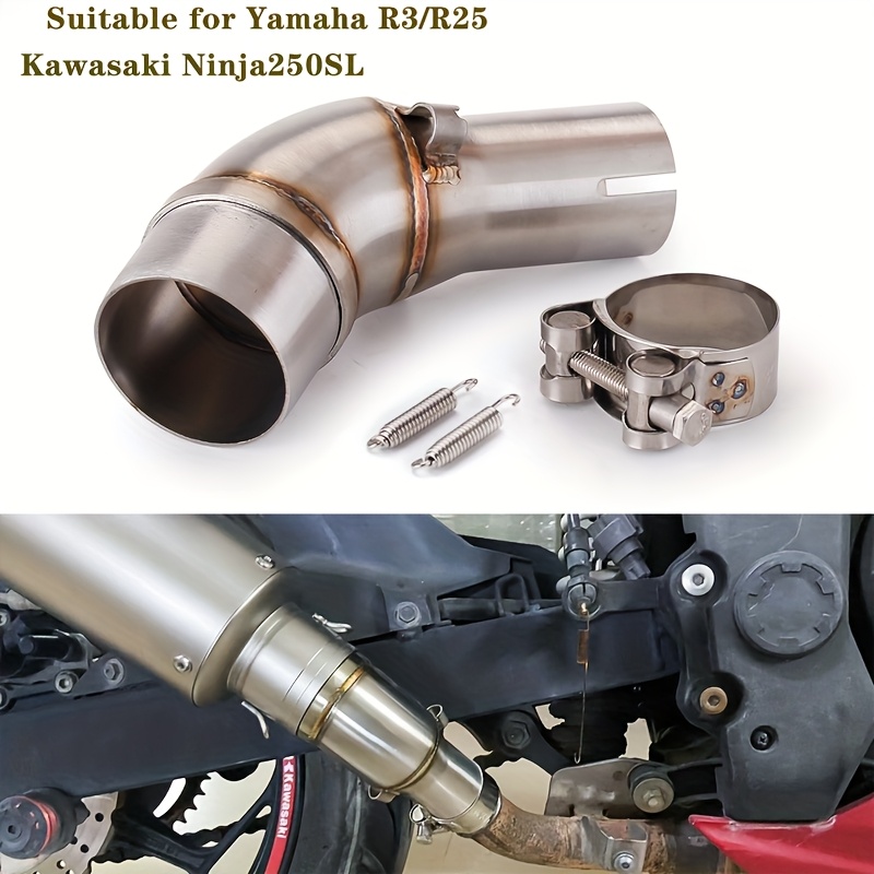 1pc stainless steel motorcycle exhaust pipe midsection compatible with yamaha mt03 yzf r3 r25 2015 2022   motorcycles upgrade accessory details 0