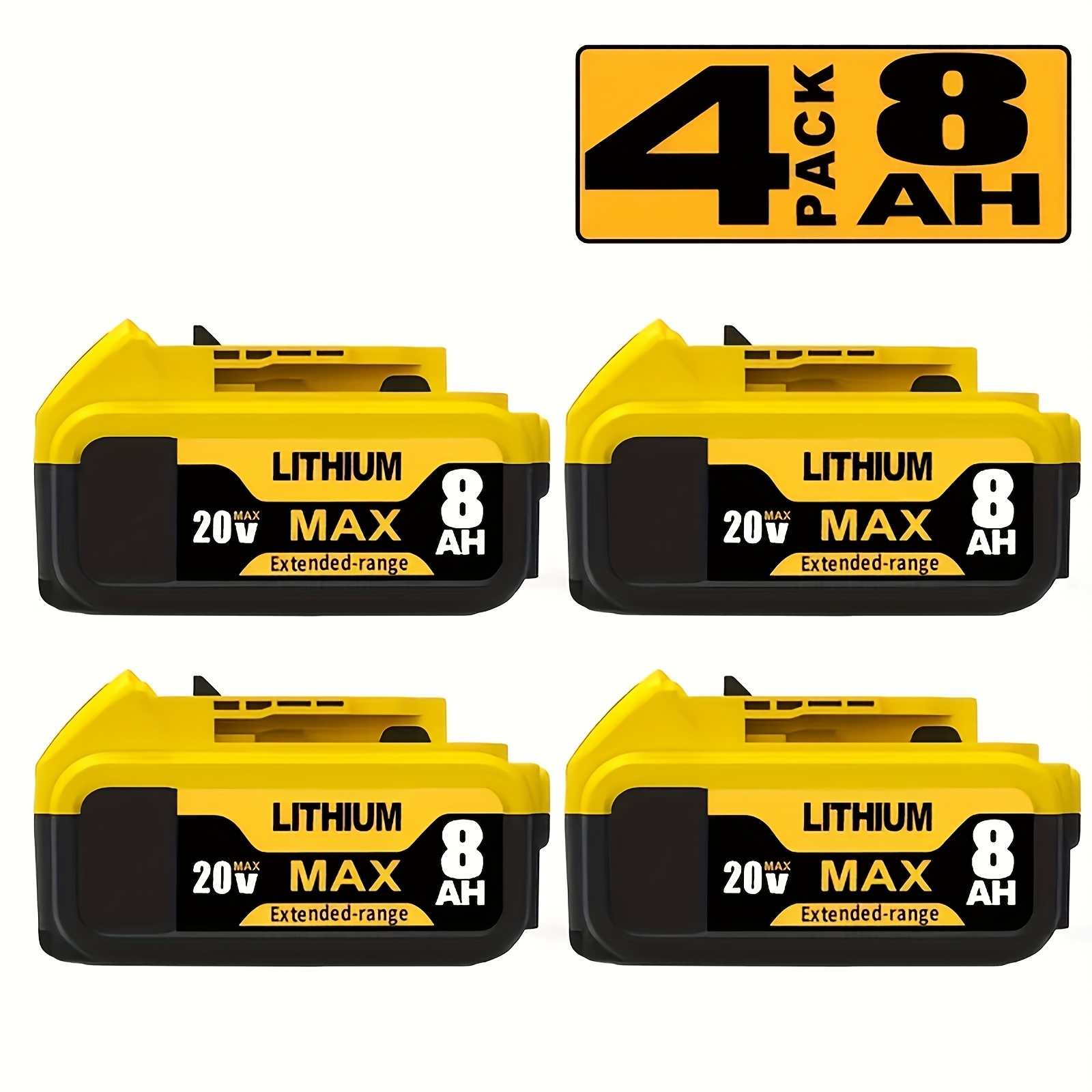 TEMU Pack de 4 / Pack de 2 / Pack de 1 Batterie de Remplacement 8000mAh pour for Dewalt 20V Max - Compatible avec les Batteries for Dewalt 20 Volts
