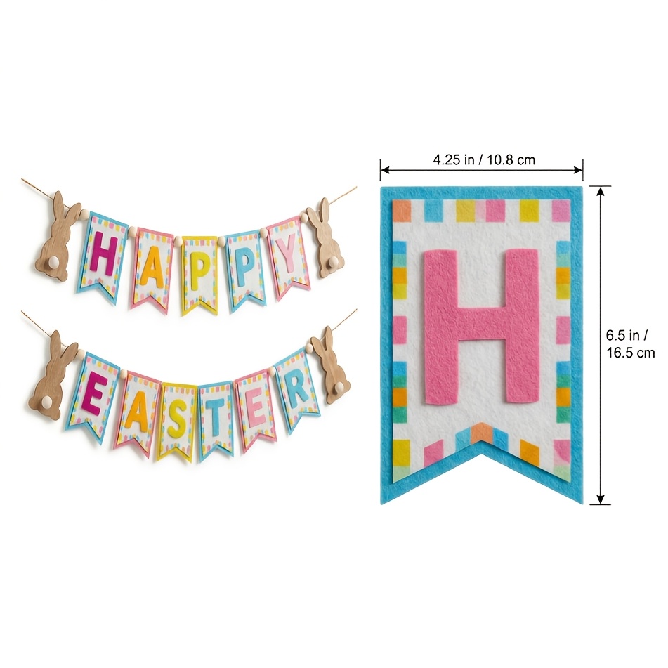 TEMU A Set Featuring An Easter Bunny And A Felt Banner Flag That Says '', Perfect For Holiday Decorations