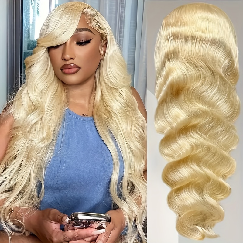 613 Lace Front Wig Human Hair 180 Density Blonde Wig Human Hair 13X4 HD Transparent Body Wave Lace Front Wigs Human Hair With Baby Hair Blonde Lace Front Wigs Human Hair 12 36 Inch