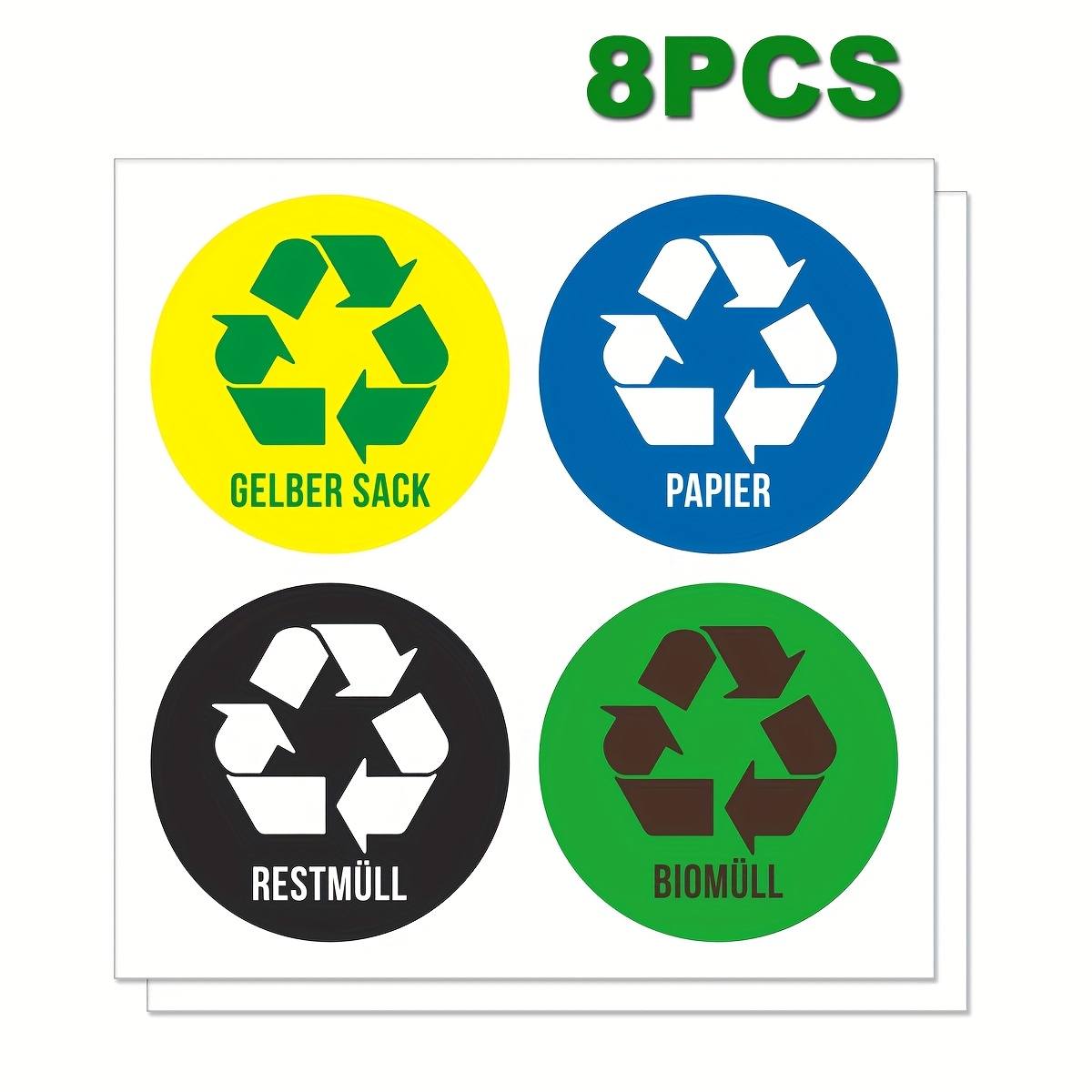 Image of 8pcs Recycling Stickers, Suitable For Indoor And Outdoor 1.97inch