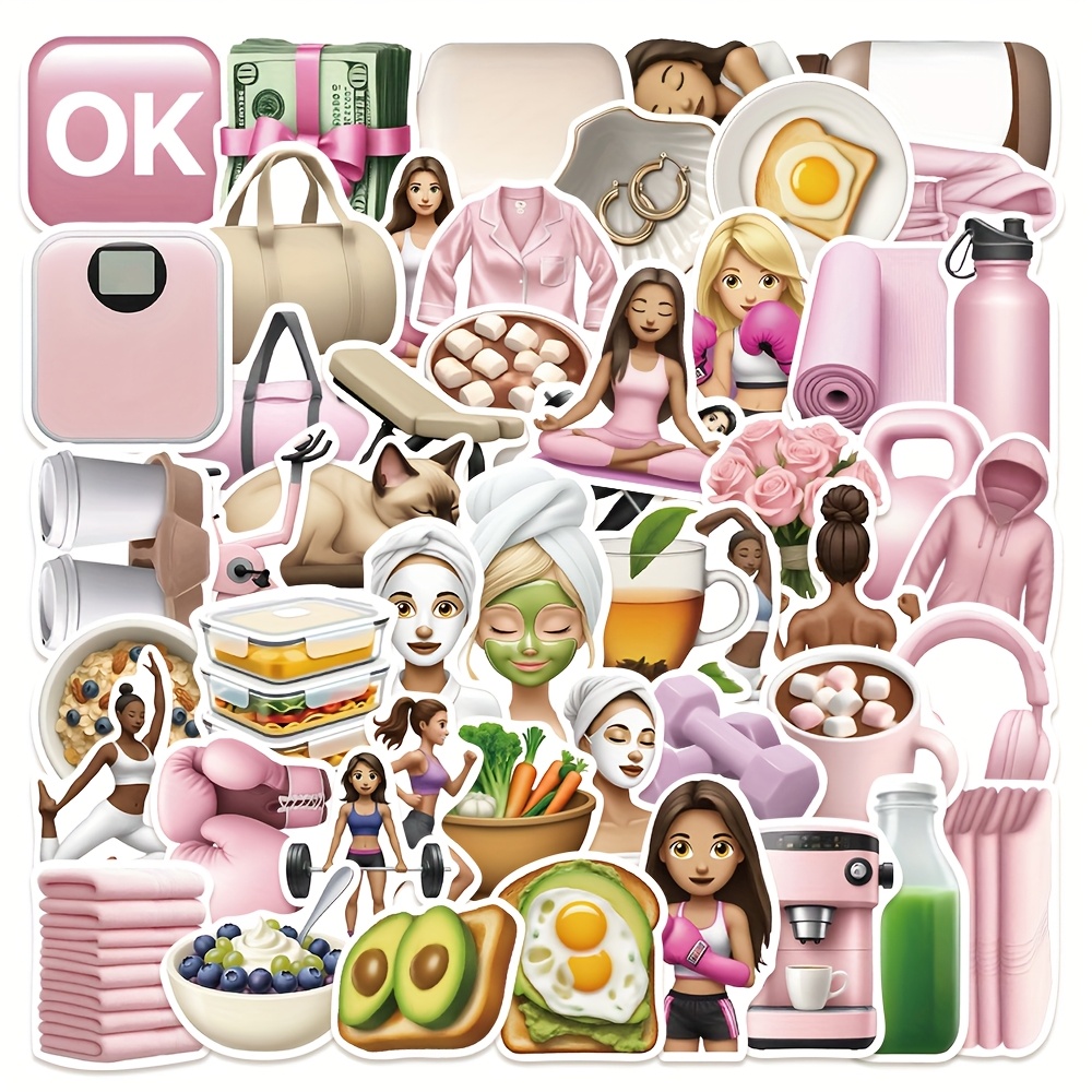 50 Sheets Gym Girl Stickers Notebook Journal Water Bottle Personalized Skateboard Photo Frame Self-adhesive Painting Suitable For Halloween Christmas Thanksgiving Gift