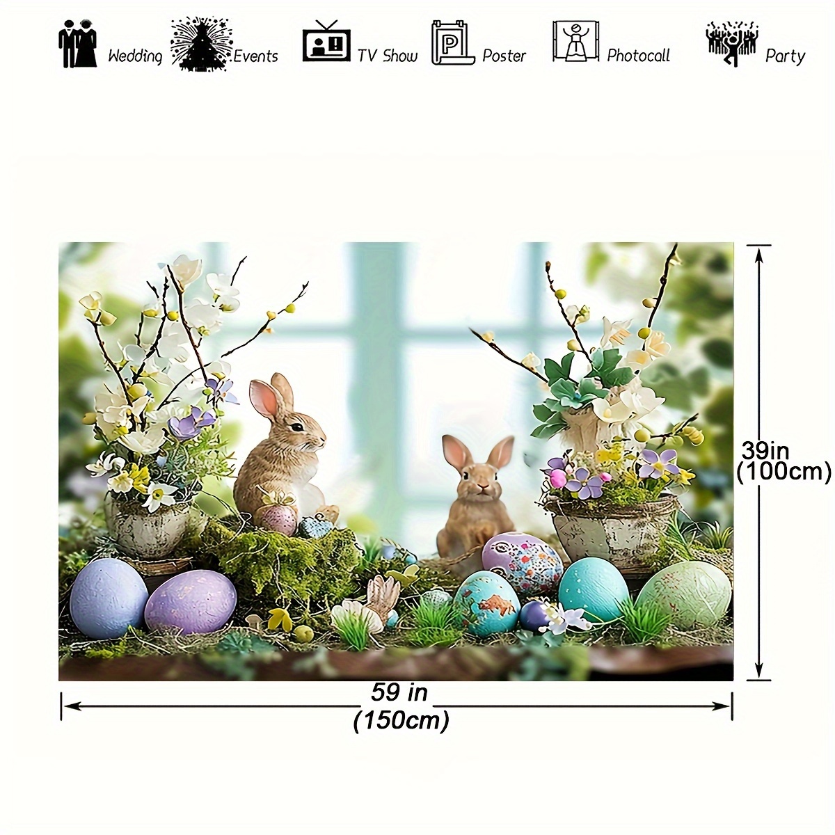 1pc easter photography backdrop spring rabbit bunny eggs easter theme parties decorations photo background for portrait photoshoot backdrops