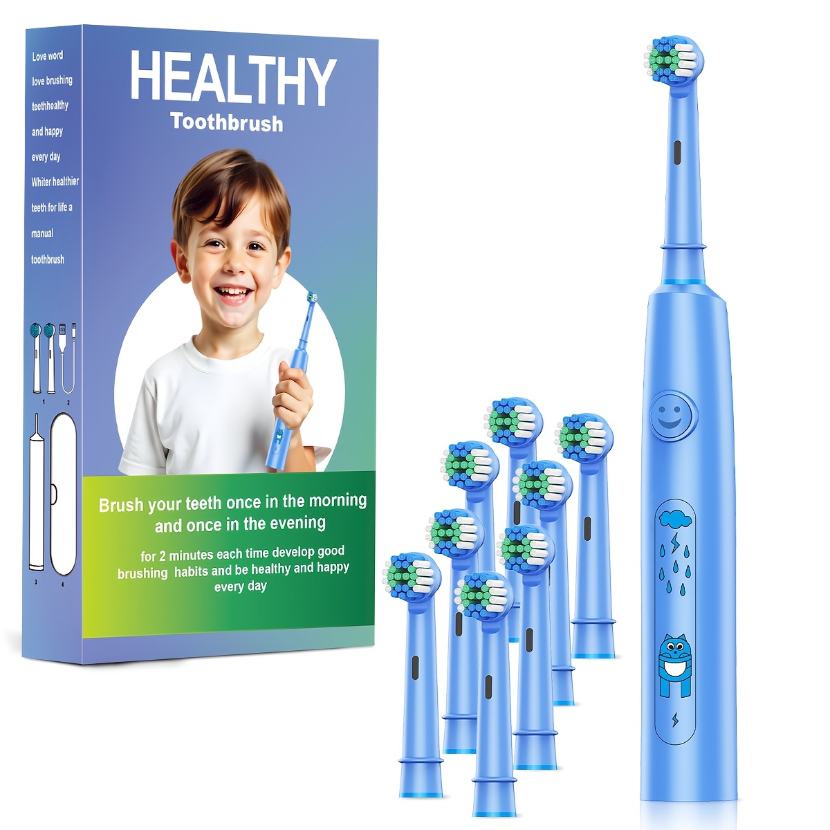 Smart Kids Electric Toothbrush with Automatic Rotation & Smart Brush Head - - Waterproof 's Dental Care System, 2-Min Timer, Cute Pink/Blue/Purple Toothbrush for Boys & Girls (Type-C, & Oral Hygiene, Teeth Cleaning Tools, Brush Teeth, Teeth Brush, Childs Toothbrush, Oscillating Toothbrush, Boys Toothbrush, Brushing Teeth, Childrens Toothbrush, Toothbrush Timer, Tootbrush, Toothbrush For Men, Interactive Tooth Brush, Tooth Brushes, Teeth Brushing Timer, Girls Toiletries, Teeth