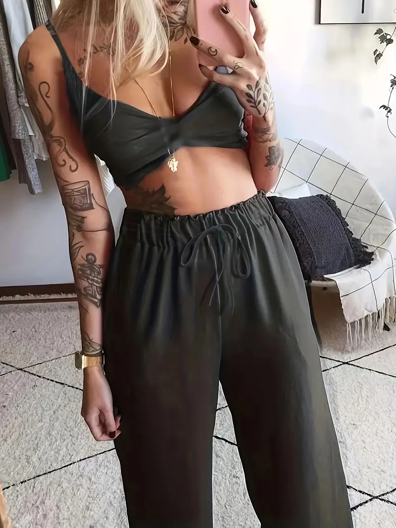 Casual Butterfly Printed Bra Tops Long Pants Suits Women's - Temu