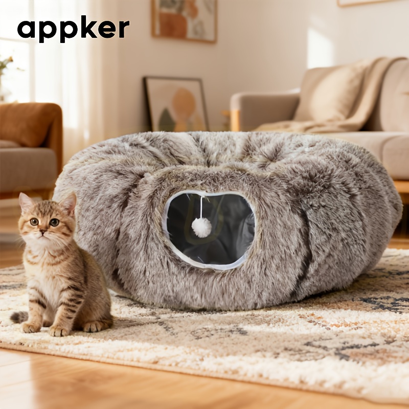 Appker Cat Tunnel Bed With - Removable Washable Soft Bedding, Deep Sleeping Area, Cat Play Tunnel, Multi-functional Cat House For Indoor Cats
