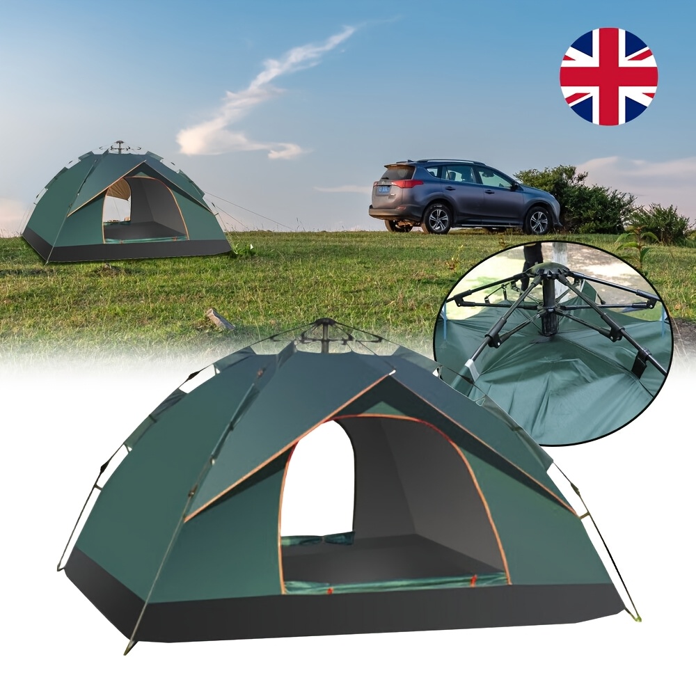 Dome Tents Pop Up Camping Tent Automatic Camp 2-3 Person Canopy Lightweight Backpacking Tents for Hiking Backyard Green