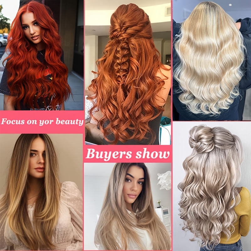 20inch 50cm wire in hair extensions long wavy synthetic hairpiece heat resistant add volume curly hairpieces highlight   black bleach blonde brown for women daily party festival gift details 1