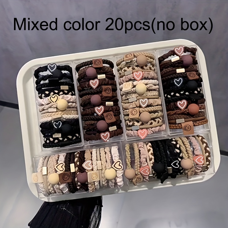 TEMU 20pcs Bohemian Style Women's Hair Tie Set - Cute And Sweet Bracelet Style, Elastic Band Suitable For Thin/thick Hair, Suitable For Ponytails And Sports