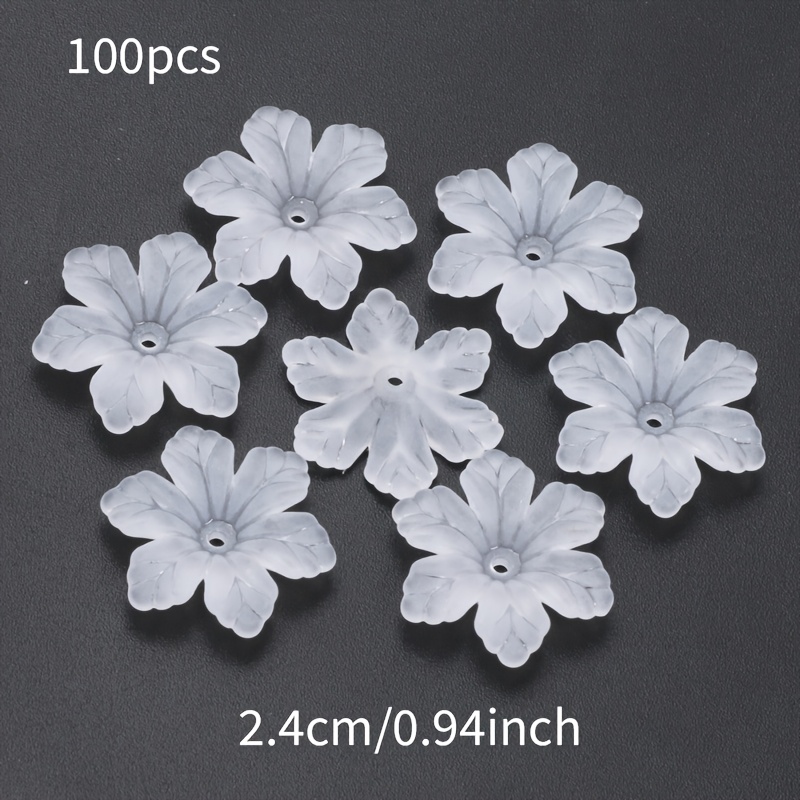 TEMU Base de Fleur à 100 Pétales 19/24mm en Acrylique Blanc pour la Création de Bracelets, , Boucles d'Oreilles et Charmes de Téléphone DIY, Idéal