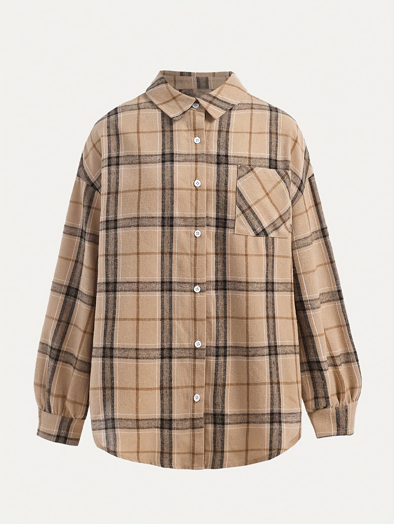 ensemble 3 pièces de chemise à manches longues à carreaux ciblée dp010599+ , haut court noir, pantalon évasé Détails du produit 10