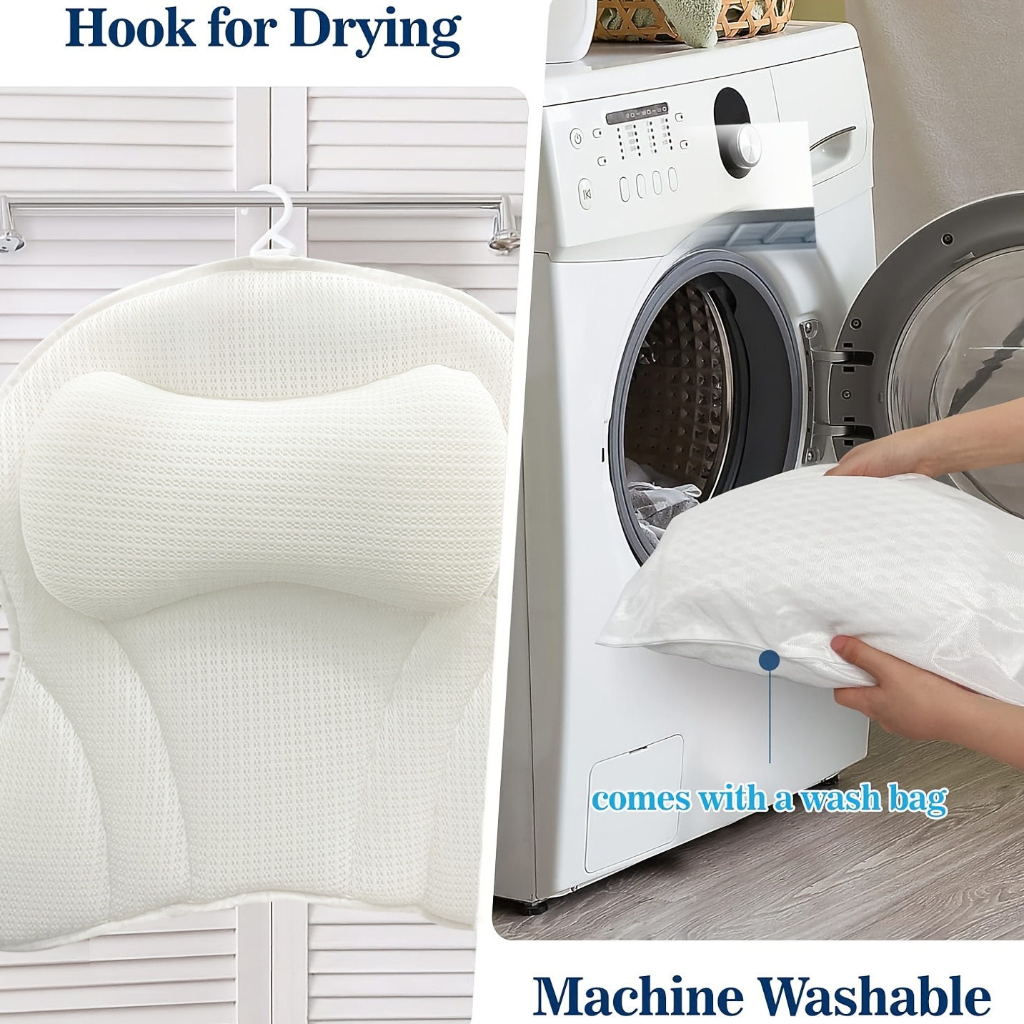 bath pillow with large non slip suction cups ergonomic neck back and shoulder support bath mat relaxing bath accessory machine washable and quick drying Product details 5