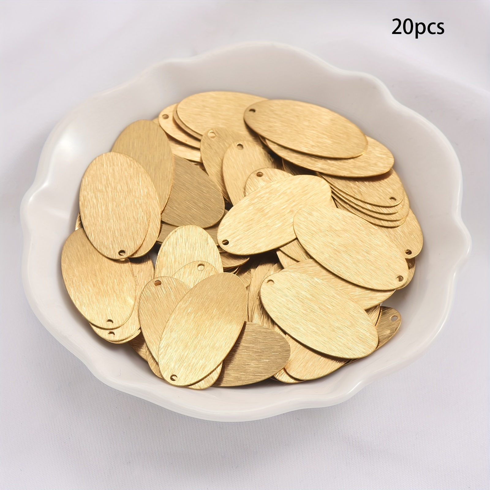 Image of 8pcs/20pcs Set Of Brass Brushed Geometric Single Hole Oval Pieces For Diy Making Fashion Necklaces And Earrings