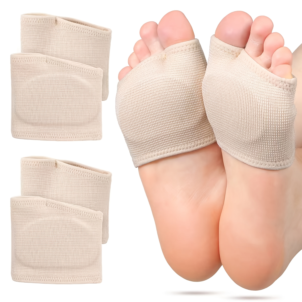 TEMU 2-pair Ultra-comfortable Metatarsal Pads - Soft, Breathable Fabric Socks For Women And Men - Foot Pads With Arch Support, Shock Absorption, And