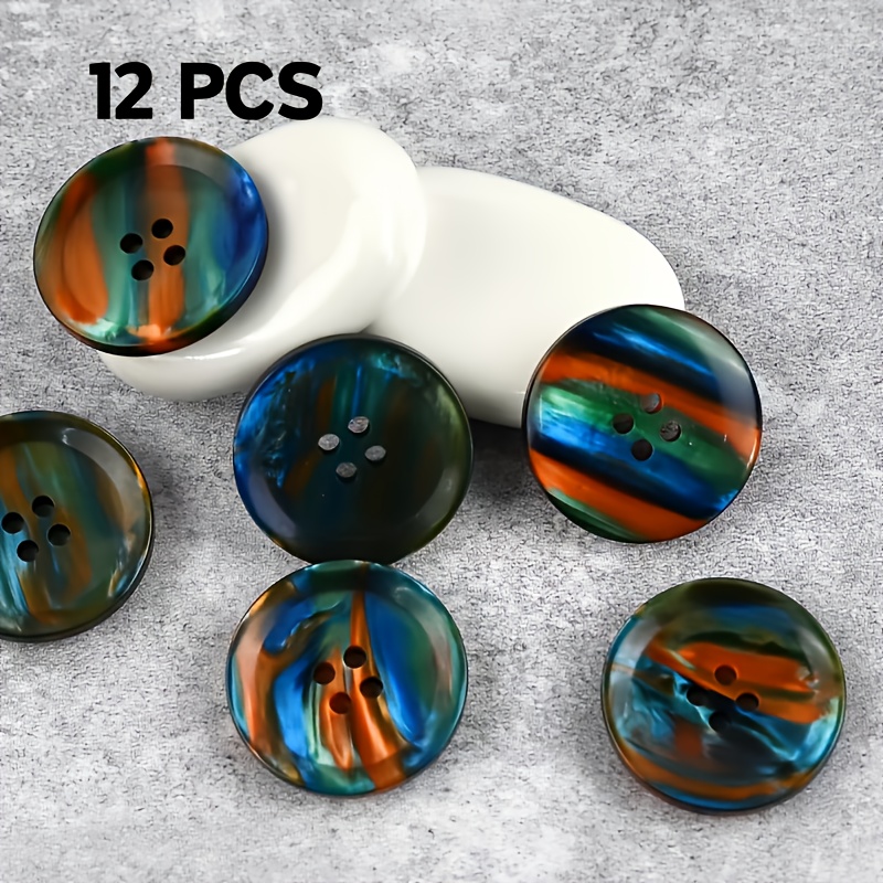 TEMU 12 boutons en résine à motif de peinture à l'huile dégradée et colorée de tailles 15/23/25 mm, parfaits pour les manteaux, trench-coats, styles
