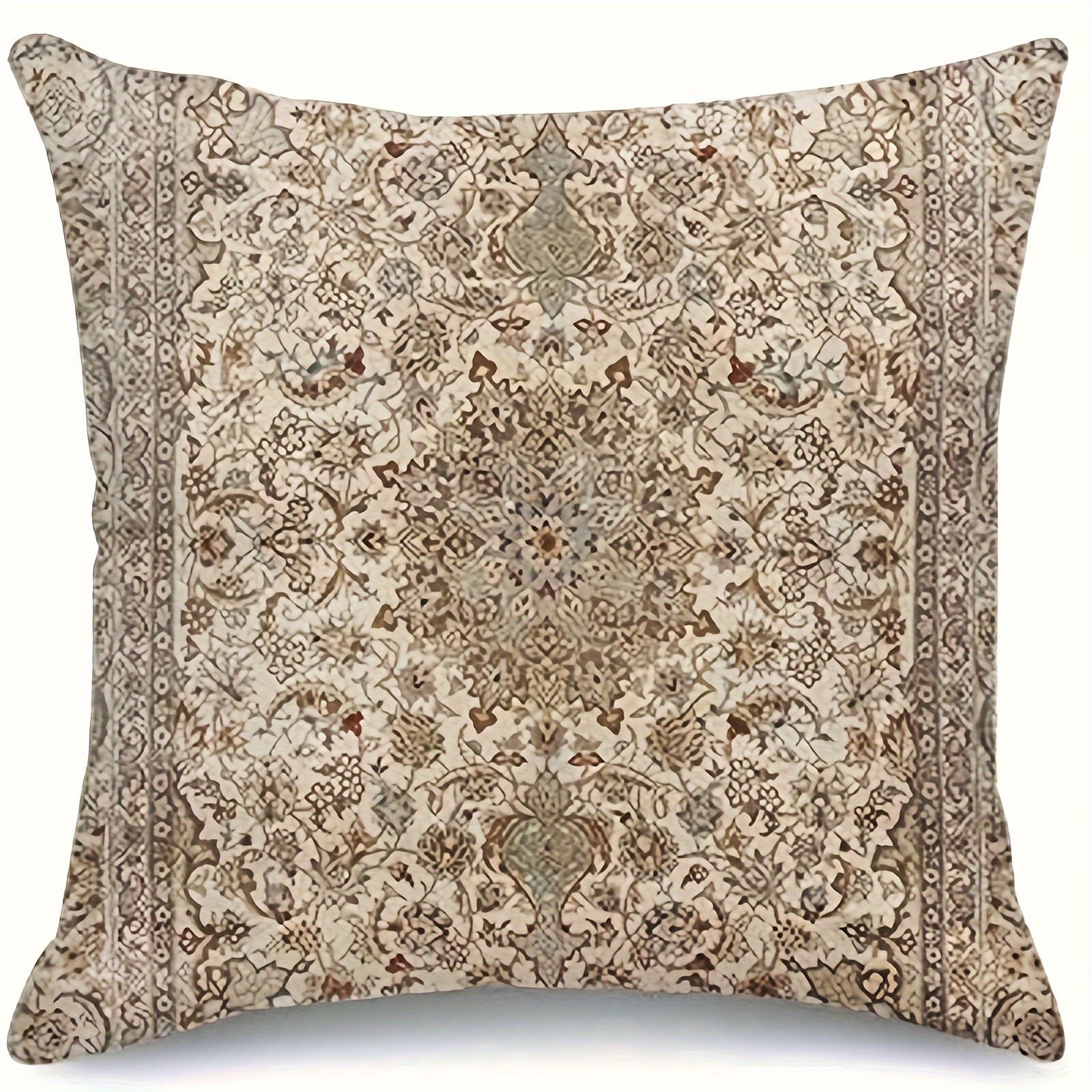 

1pc Throw Pillow Covers Short Plush 18x18inch Home Decor Pillow Cases Decorative Outdoor Cushion Couch Sofa Pillowcases Mandala Angle Brown