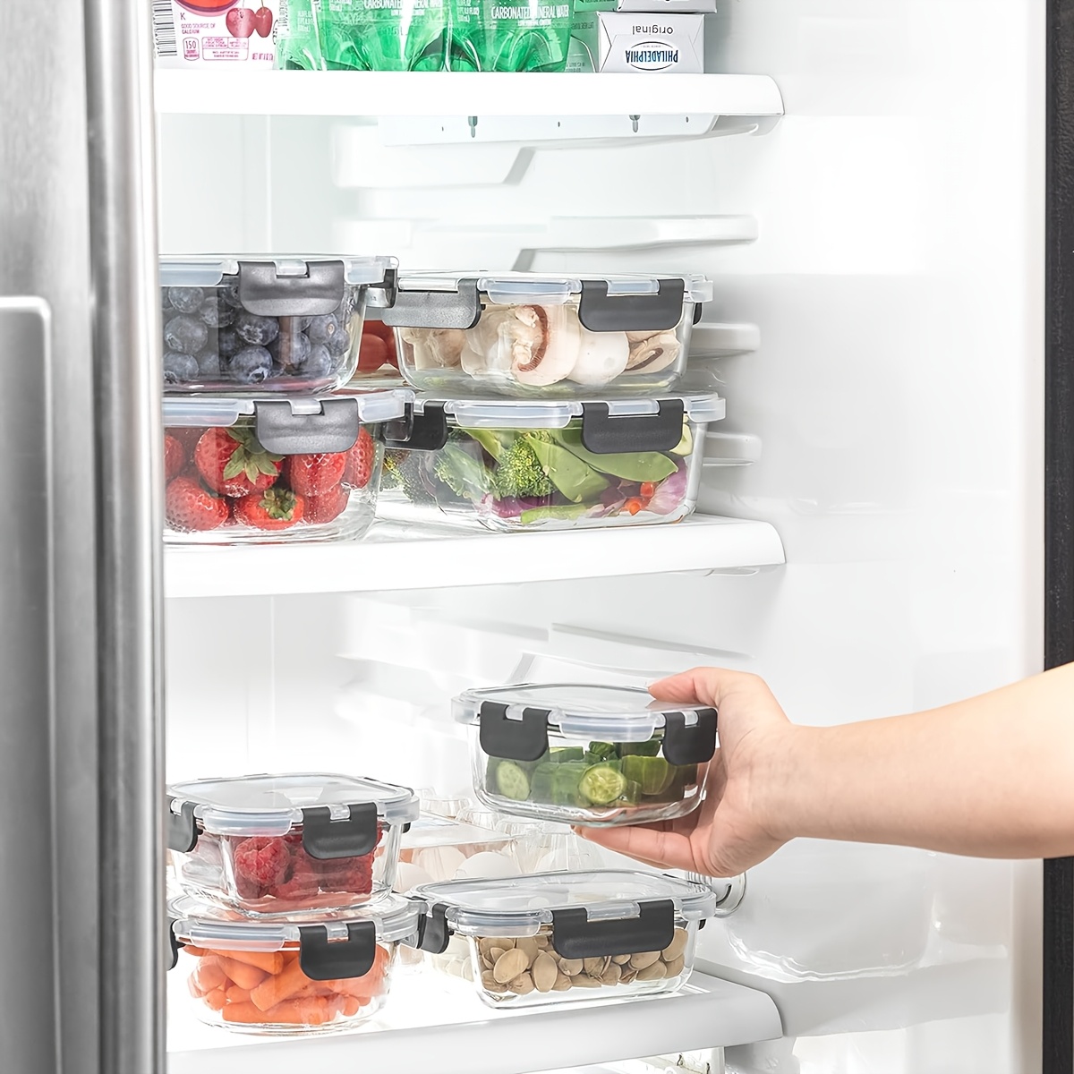 24pcs 12 sealed   food storage boxes and 12 lids kitchen organizer lunch glass lunch box airtight leak proof glass storage box with lid kitchen storage utensils holiday gifts Product details 3