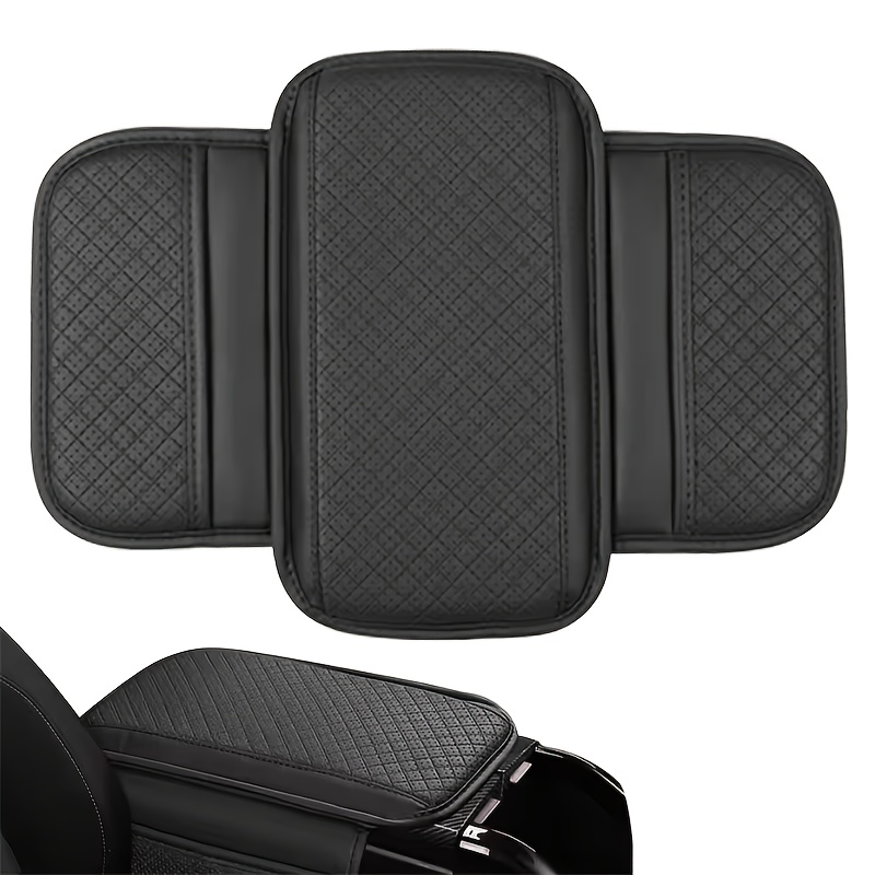 TEMU Pu Leather Car Armrest Cushion With Memory Foam, Dual Storage Pockets For Phone & Card Holder, Elbow Support Pad, Anti-scratch & Wear-resistant,