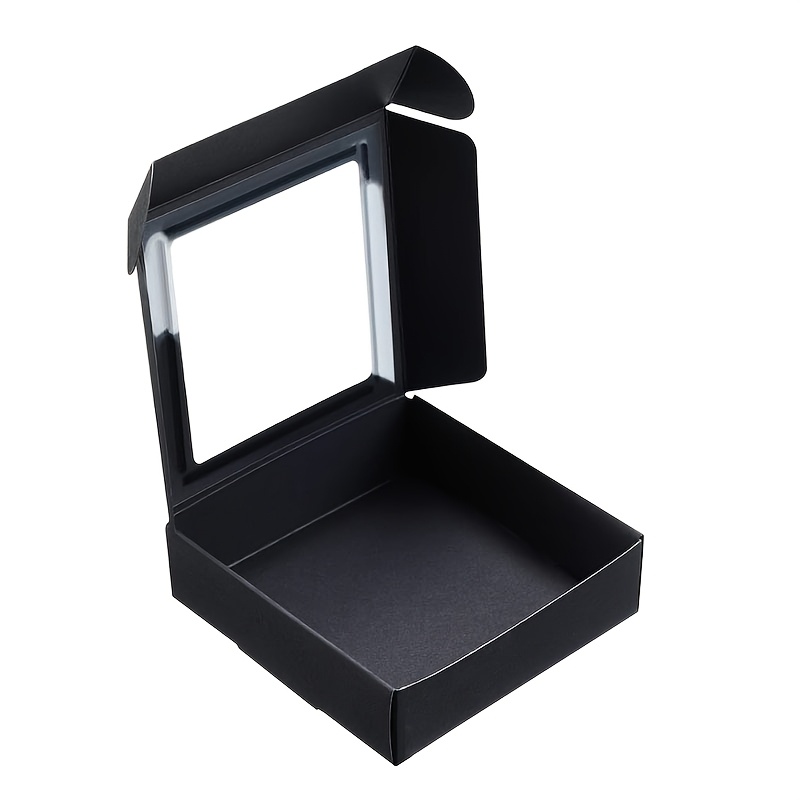 TEMU 20pcs 4x4 Inch Paper Gift Boxes With Clear Pvc Window, Foldable Storage Boxes For Small Items, Jewelry, Handmade Crafts, Party Favors