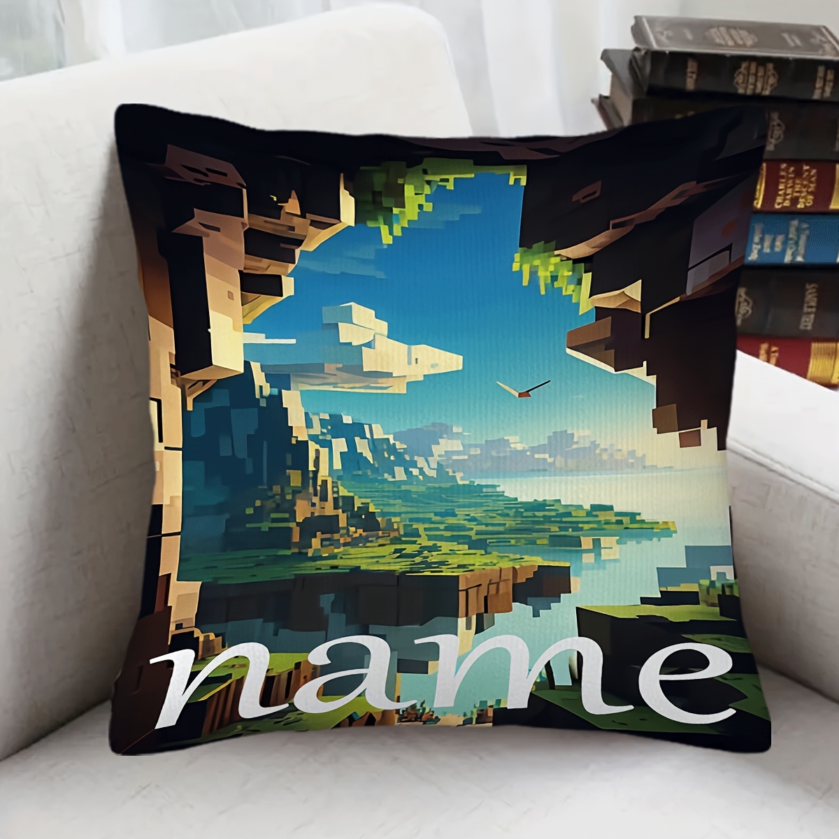 1pc, Custom Text, Name Customization, Square Decorative Cushion Pillowcase, [ World], Car Seat Cushion For Home, , Easy, Soft And Comfortable Without , Decoration Gift, Versatile House Additions