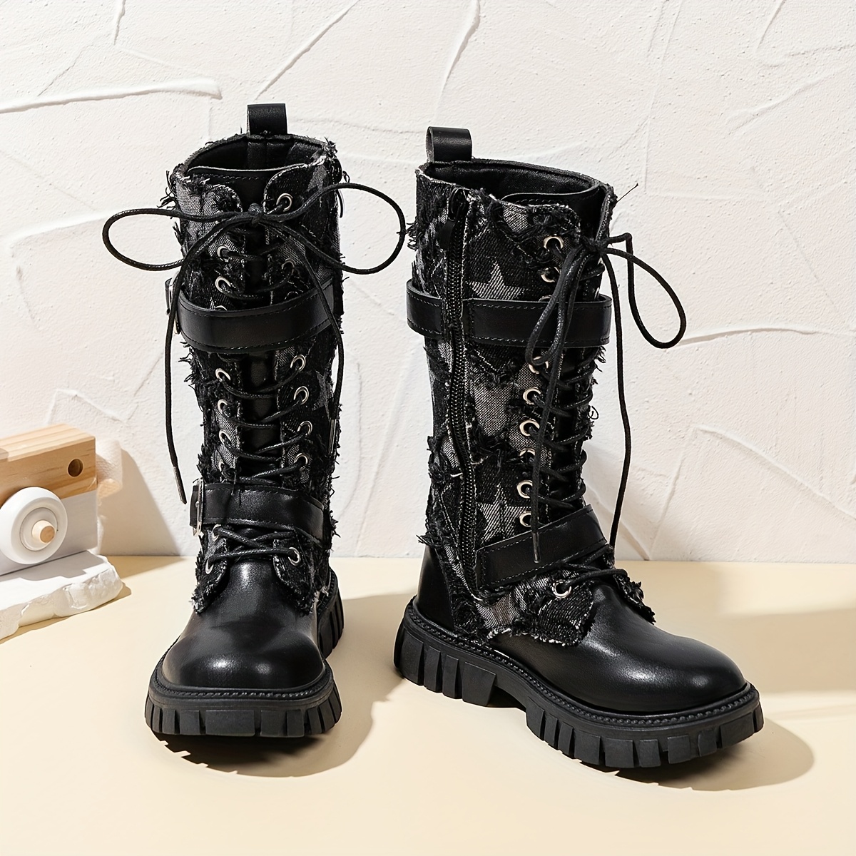 Meisjes Modieuze Canvas Trendy Nieuwe Lange Laarzen