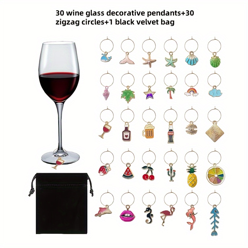 30 piece wine glass charms drink markers stemware - Temu