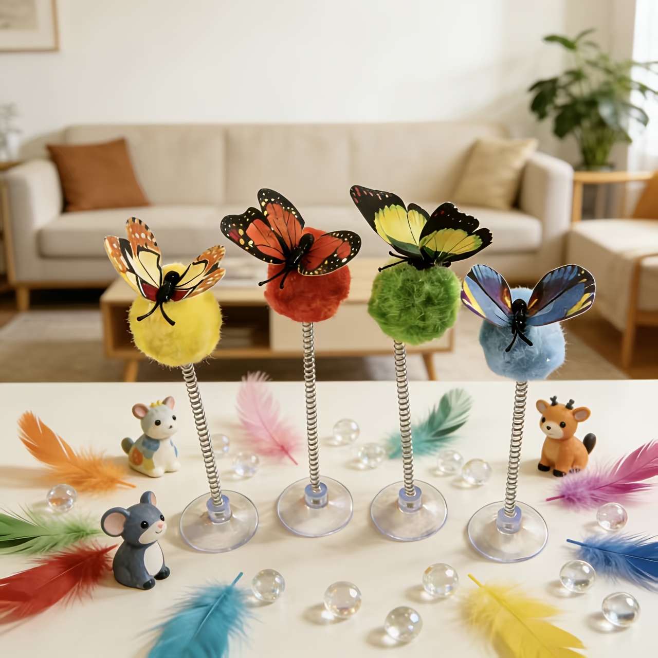 3pcs Butterfly Interactive Cat Spring Ball Toys