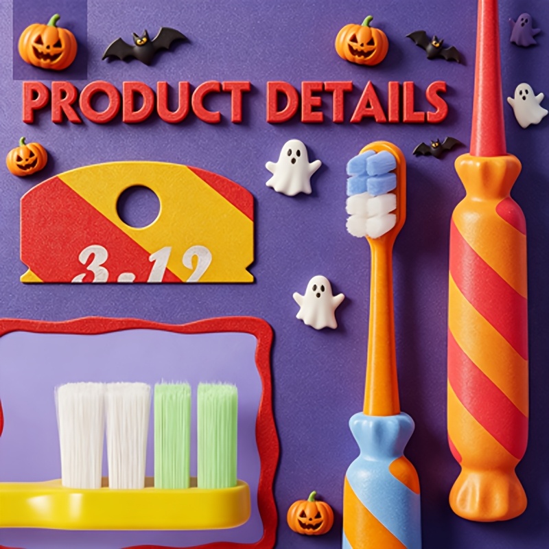 Candy Shaped Handle Cute Toothbrush, 4 Bright Color Training Toothbrush