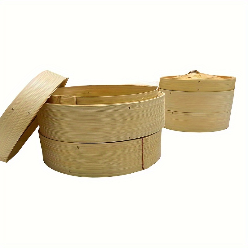 Vaporizador de bambú de 3 niveles, cesta china Dim Sum, cesta de vapor con  tapa, para cocinar arroz, verduras, carne, pescado, albóndigas y Dim Sum