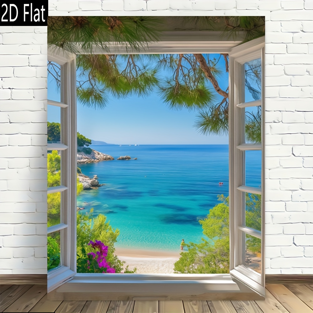 TEMU 2d Flat, 1pc, A View Of Through An . Frameless Canvas Wall Art Modern Vintage Design, High Quality Printed Poster, Office Decor