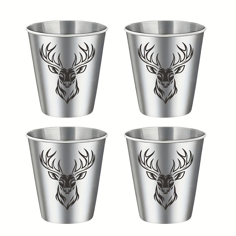 4 8pcs deer   glasses for men women stainless   glass   stag   for hunters black   shot cups for whiskey tequila vodka