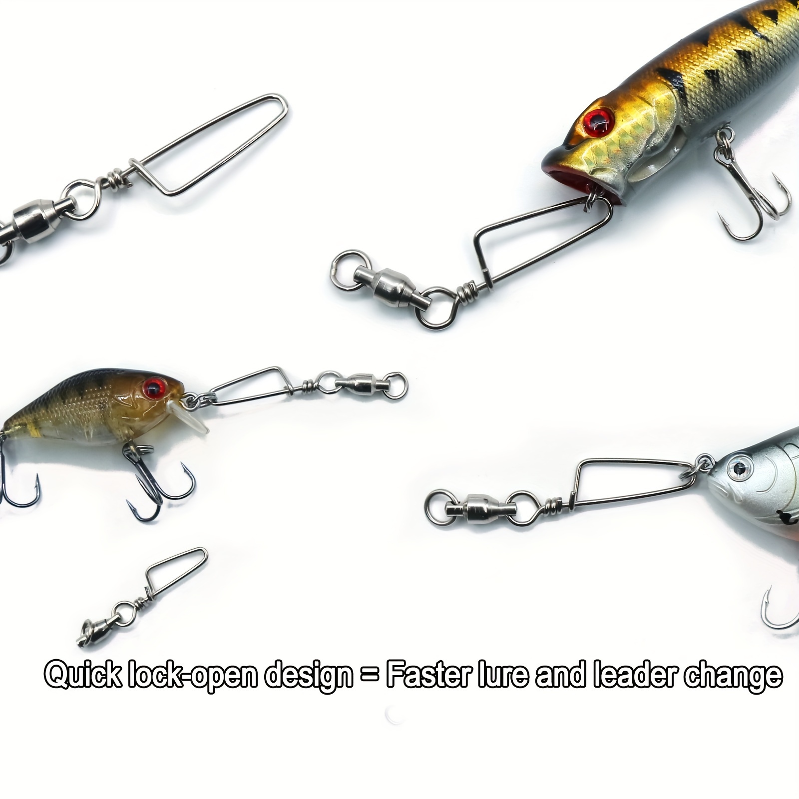 Bag Stainless Steel Fishing Snaps Quick Change Lure Swivels - Temu