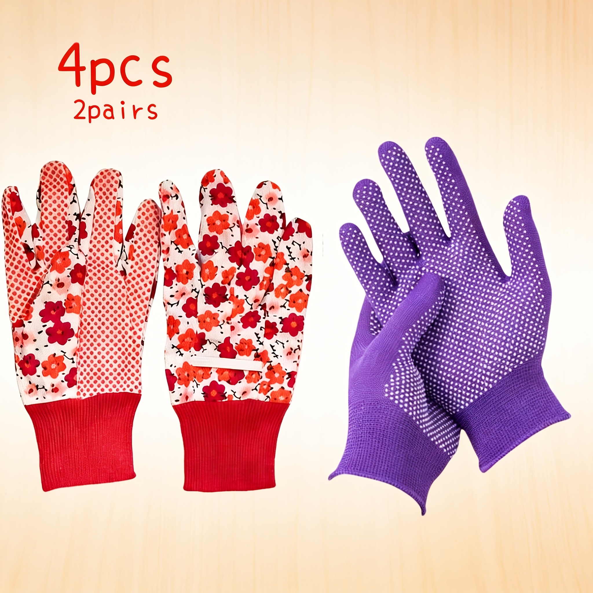 E-shop Ein Set aus 4 Stück/2 Stück Damen-Pointe Handschuhe mit Blumendesign, atmungsaktiv und leicht, geeignet für Radfahren, Angeln, Outdoor-Angeln,