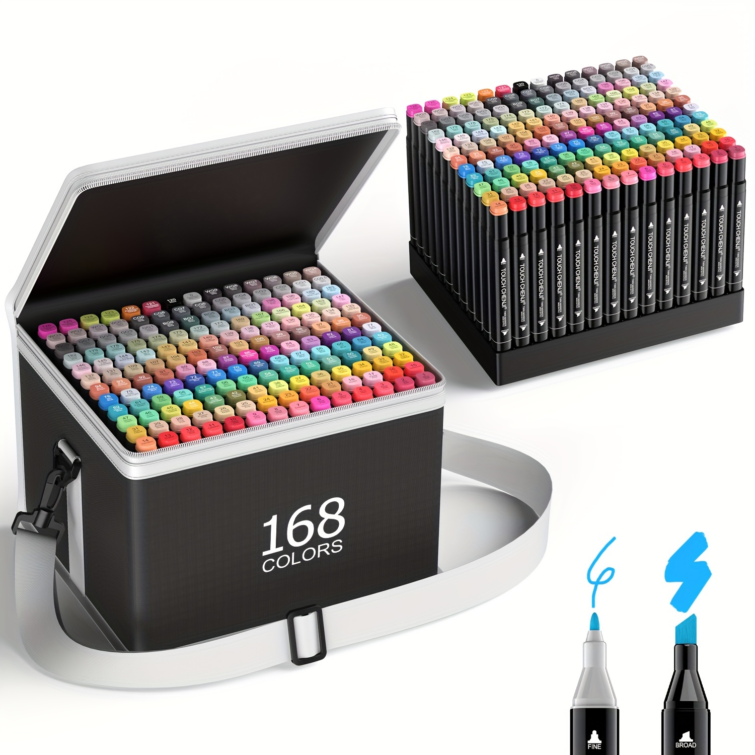 

168-color Marker Set With Base Fastening, 2 Ends Of Which Painted Markers, For Drawing, Permanent Sketching, Markers, Coloring Pens