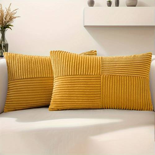 2pcs boho home decorative throw pillow covers corduroy soft cross textured cushion cases 12in 20in 18in 18in fall christmas cozy decorations pillowcases for sofa couch bed room farmhouse decor without pillow inserts