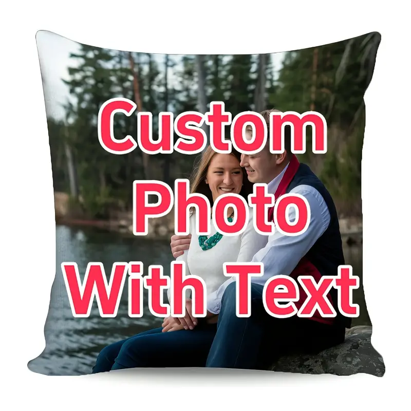 1 photo text pillowcase double sided printing soft short plush polyester large square size zipper closure machine washable personalized home decor gift for parents anniversary valentines day christmas Product details 4