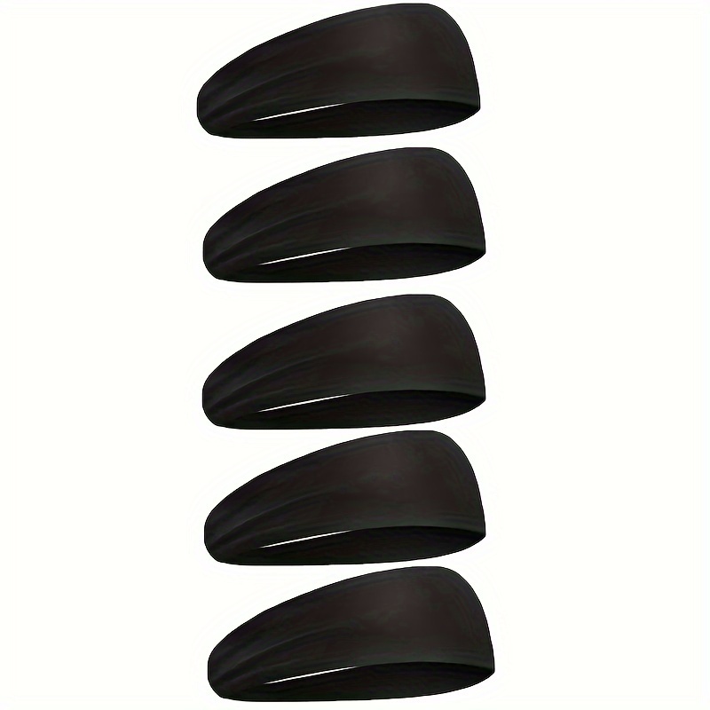 Image of 5 Packs Headbands, Yoga Sports Headband, Non-slip & Lightweight Mens Sweat Band, Womens Elastic Athletic Hair Band For Men, Working Out Sweatband